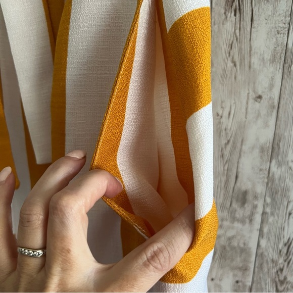 Asymmetrical Striped White Mustard Yellow Women's Wrap Maxi Skirt Medium - Picture 4 of 8